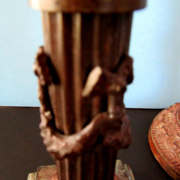 Vintage Moroccan style bronze tone candlesticks - set of 3 - Picture 4 of 8